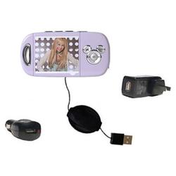 Gomadic Retractable USB Hot Sync Compact Kit with Car & Wall Charger for the Disney Mix Stick DS17032 - Goma