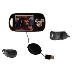 Gomadic Retractable USB Hot Sync Compact Kit with Car & Wall Charger for the Disney Mix Stick DS17033 - Goma