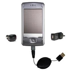 Gomadic Retractable USB Hot Sync Compact Kit with Car & Wall Charger for the Dopod 838 - Brand w/ Ti