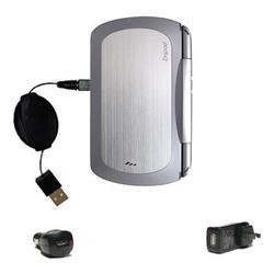 Gomadic Retractable USB Hot Sync Compact Kit with Car & Wall Charger for the Dopod 900 - Brand w/ Ti