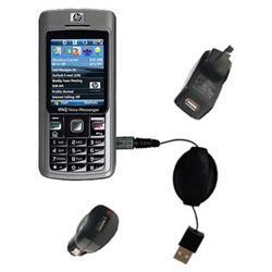 Gomadic Retractable USB Hot Sync Compact Kit with Car & Wall Charger for the HP iPAQ 500 - Brand w/