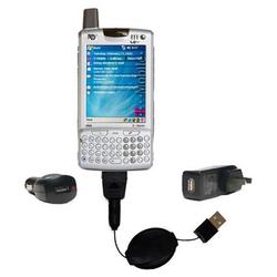 Gomadic Retractable USB Hot Sync Compact Kit with Car & Wall Charger for the HP iPAQ h6315 - Brand w