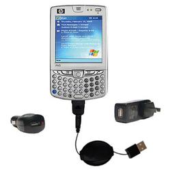Gomadic Retractable USB Hot Sync Compact Kit with Car & Wall Charger for the HP iPAQ hw6515a - Brand