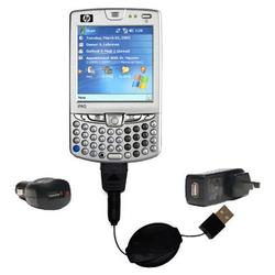 Gomadic Retractable USB Hot Sync Compact Kit with Car & Wall Charger for the HP iPaq hw6510 - Brand