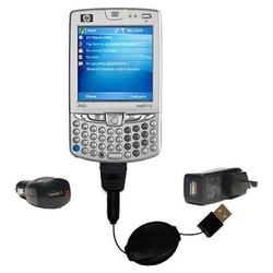 Gomadic Retractable USB Hot Sync Compact Kit with Car & Wall Charger for the HP iPaq hw6710 - Brand