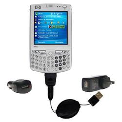 Gomadic Retractable USB Hot Sync Compact Kit with Car & Wall Charger for the HP iPaq hw6910 - Brand