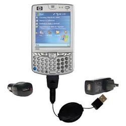 Gomadic Retractable USB Hot Sync Compact Kit with Car & Wall Charger for the HP iPaq hx2090 - Brand