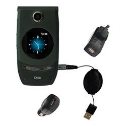 Gomadic Retractable USB Hot Sync Compact Kit with Car & Wall Charger for the HTC 3125 - Brand w/ Tip