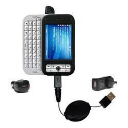 Gomadic Retractable USB Hot Sync Compact Kit with Car & Wall Charger for the HTC Apache - Brand w/ T