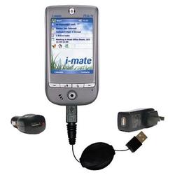 Gomadic Retractable USB Hot Sync Compact Kit with Car & Wall Charger for the HTC Galaxy - Brand w/ T