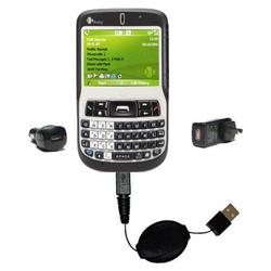 Gomadic Retractable USB Hot Sync Compact Kit with Car & Wall Charger for the HTC S620 - Brand w/ Tip