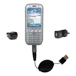Gomadic Retractable USB Hot Sync Compact Kit with Car & Wall Charger for the HTC Tornado - Brand w/