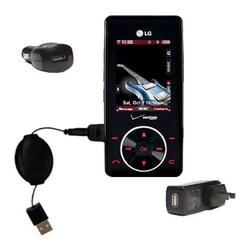 Gomadic Retractable USB Hot Sync Compact Kit with Car & Wall Charger for the LG Chocolate - Brand w/