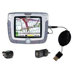 Gomadic Retractable USB Hot Sync Compact Kit with Car & Wall Charger for the Magellan Roadmate 6000T - Gomad