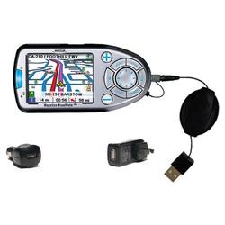 Gomadic Retractable USB Hot Sync Compact Kit with Car & Wall Charger for the Magellan Roadmate 800 - Gomadic