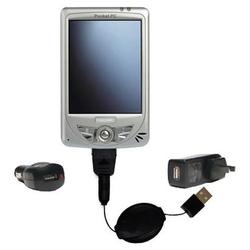 Gomadic Retractable USB Hot Sync Compact Kit with Car & Wall Charger for the Medion MD95000 Series - Gomadic