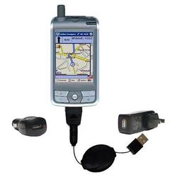 Gomadic Retractable USB Hot Sync Compact Kit with Car & Wall Charger for the Medion MD95025 - Brand