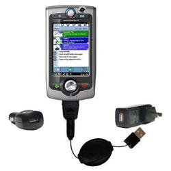 Gomadic Retractable USB Hot Sync Compact Kit with Car & Wall Charger for the Motorola A1010 - Brand