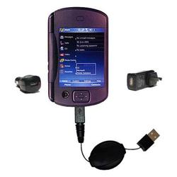 Gomadic Retractable USB Hot Sync Compact Kit with Car & Wall Charger for the O2 XDA Exec - Brand w/