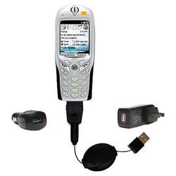 Gomadic Retractable USB Hot Sync Compact Kit with Car & Wall Charger for the Orange SPV E100 - Brand