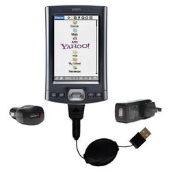 Gomadic Retractable USB Hot Sync Compact Kit with Car & Wall Charger for the PalmOne Tx - Brand w/ T
