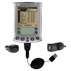 Gomadic Retractable USB Hot Sync Compact Kit with Car & Wall Charger for the PalmOne m505 - Brand w/