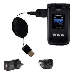Gomadic Retractable USB Hot Sync Compact Kit with Car & Wall Charger for the Samsung MM-A900 Blade - Gomadic