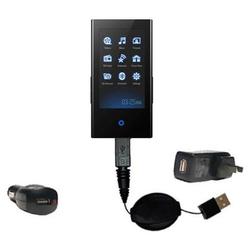 Gomadic Retractable USB Hot Sync Compact Kit with Car & Wall Charger for the Samsung S5 - Brand w/ T