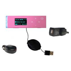 Gomadic Retractable USB Hot Sync Compact Kit with Car & Wall Charger for the Samsung U3 - Brand w/ T