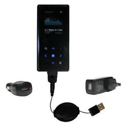 Gomadic Retractable USB Hot Sync Compact Kit with Car & Wall Charger for the Samsung Yepp YP-K5 2GB - Gomadi