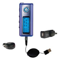 Gomadic Retractable USB Hot Sync Compact Kit with Car & Wall Charger for the Samsung Yepp YP-ST5X - Gomadic