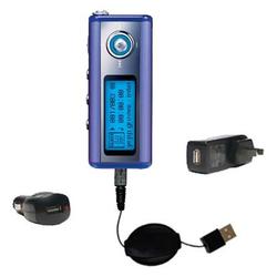 Gomadic Retractable USB Hot Sync Compact Kit with Car & Wall Charger for the Samsung Yepp YP-T5VC - Gomadic