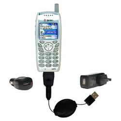Gomadic Retractable USB Hot Sync Compact Kit with Car & Wall Charger for the Sanyo RL-4920 - Brand w