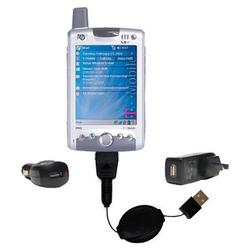 Gomadic Retractable USB Hot Sync Compact Kit with Car & Wall Charger for the T-Mobile iPAQ h6315 - B