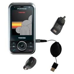 Gomadic Retractable USB Hot Sync Compact Kit with Car & Wall Charger for the Toshiba G500 - Brand w/