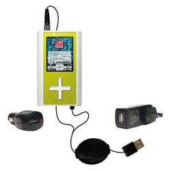 Gomadic Retractable USB Hot Sync Compact Kit with Car & Wall Charger for the Toshiba Gigabeat F10 MEGF10 - G