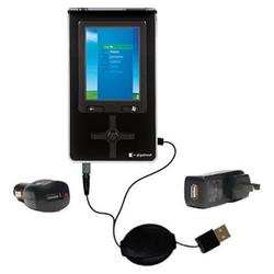 Gomadic Retractable USB Hot Sync Compact Kit with Car & Wall Charger for the Toshiba Gigabeat S MES30VW - Go