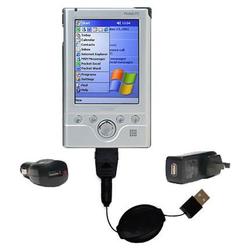 Gomadic Retractable USB Hot Sync Compact Kit with Car & Wall Charger for the Toshiba e310 - Brand w/