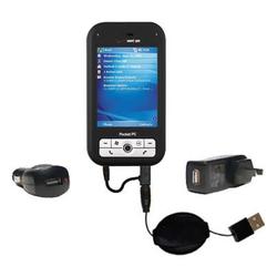 Gomadic Retractable USB Hot Sync Compact Kit with Car & Wall Charger for the Verizon XV6700 - Brand