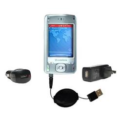 Gomadic Retractable USB Hot Sync Compact Kit with Car & Wall Charger for the Vodaphone VPA Compact II - Goma