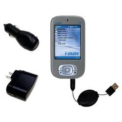 Gomadic Retractable USB Hot Sync Compact Kit with Car & Wall Charger for the i-Mate New Jam - Brand