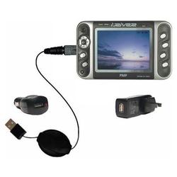 Gomadic Retractable USB Hot Sync Compact Kit with Car & Wall Charger for the iRiver PMC-100 - Brand