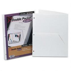 Cardinal Brands Inc. Ring Binder Double Pocket Dividers, Letter Size, White, 5/Pack