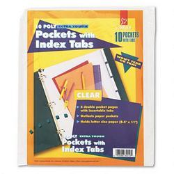 Cardinal Brands Inc. Ring Binder Insertable Tab Poly Double Pocket Dividers, Letter Size, Clear, 5/Pack