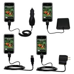 Gomadic Road Warrior Kit for the Apple iPhone includes a Car & Wall Charger AND USB cable AND Battery Extend