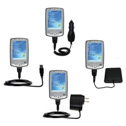 Gomadic Road Warrior Kit for the HP iPAQ hx2490 includes a Car & Wall Charger AND USB cable AND Battery Exte