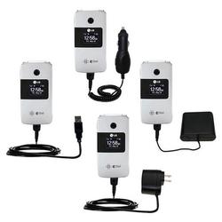 Gomadic Road Warrior Kit for the LG AX275 includes a Car & Wall Charger AND USB cable AND Battery Extender -