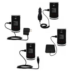 Gomadic Road Warrior Kit for the LG KG810 includes a Car & Wall Charger AND USB cable AND Battery Extender -