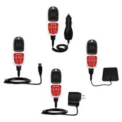Gomadic Road Warrior Kit for the Motorola E375 includes a Car & Wall Charger AND USB cable AND Battery Exten