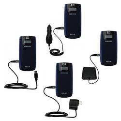 Gomadic Road Warrior Kit for the Samsung Helio Fin includes a Car & Wall Charger AND USB cable AND Battery E